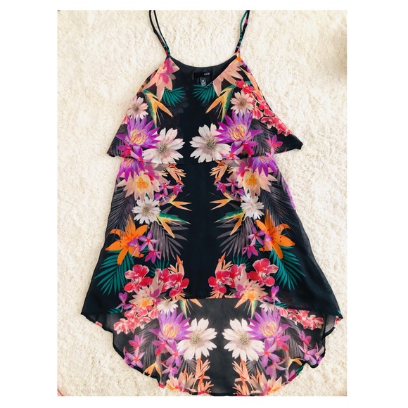 {Aqua} Vibrant Floral hi-low hem dress - Picture 10 of 13